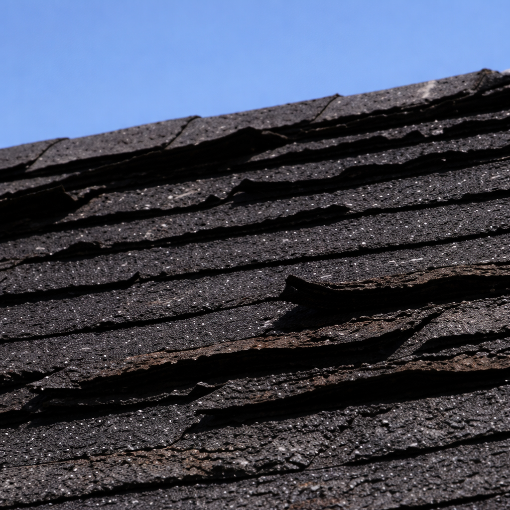 Cracked, curled, or missing shingles